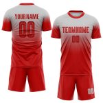 Custom Gray Red Soccer Jersey - Fade Fashion Sublimation Uniform Custom Gray Red Sublimation Fade Fashion Soccer Uniform - Image 2