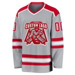 Custom Gray Red White Hockey Jersey - Personalized Ice Sports Apparel Custom Gray Red-White Hockey Jersey - Image 2