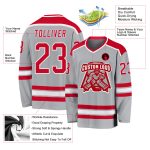 Custom Gray Red White Hockey Jersey - Personalized Ice Sports Apparel Custom Gray Red-White Hockey Jersey - Image 3