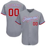 Custom Gray Red White-Light Blue Baseball Jersey - Authentic Sports Apparel Custom Gray Red White-Light Blue Authentic Baseball