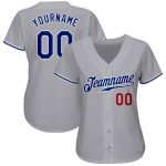 Custom Gray Red Authentic Baseball Jersey - Personalized Sports Apparel Custom Gray Royal-Red Authentic Baseball Jersey - Image 2