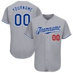 Custom Gray Red Authentic Baseball Jersey - Personalized Sports Apparel Custom Gray Royal-Red Authentic Baseball Jersey