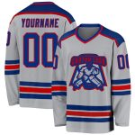 Custom Gray Red Hockey Jersey - Personalized Team Apparel, Sports Gear Custom Gray Royal-Red Hockey Jersey