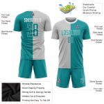 Custom Sublimation Soccer Uniform Jersey - Gray Teal and White Fashion Design Custom Gray Teal-White Sublimation Split Fashion - Image 3