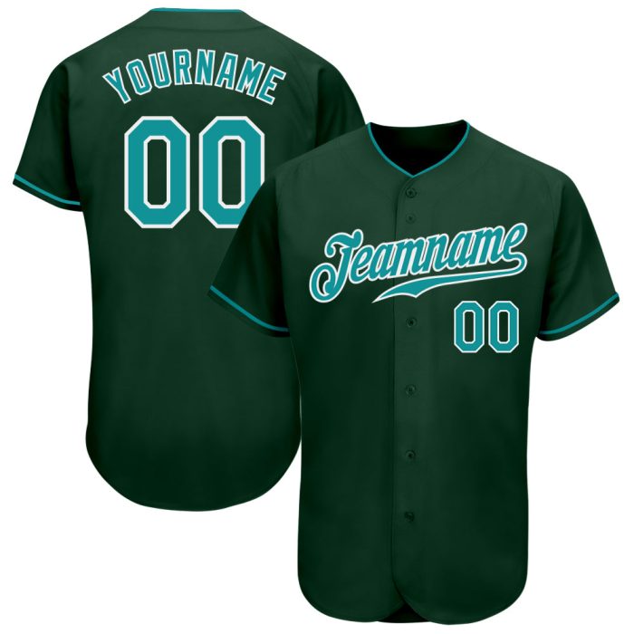 Custom Aqua Green Authentic Baseball Jersey for Men and Women Custom Green Aqua-White Authentic Baseball Jersey - Image 1