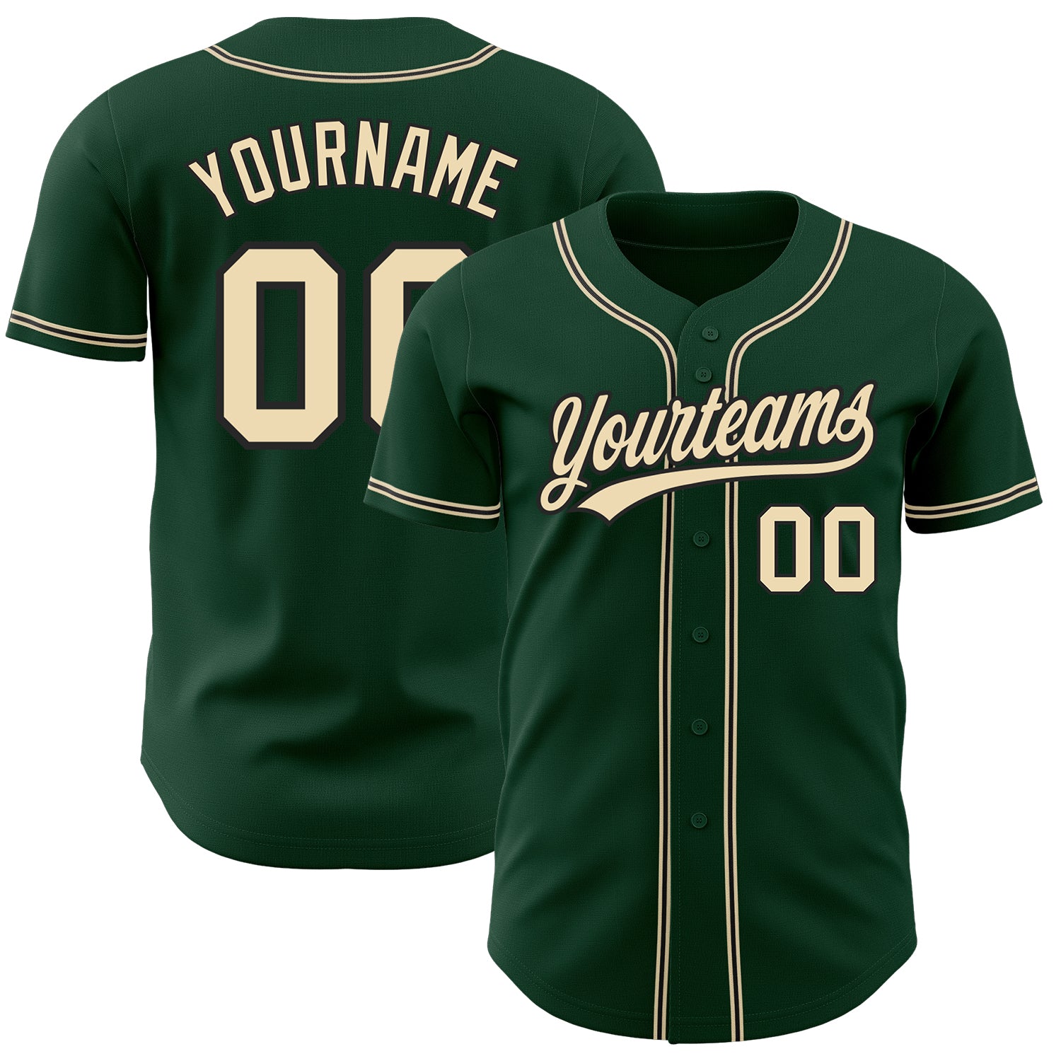 Custom Green City Cream-Black Authentic Baseball Jersey Custom Green City Cream Black Authentic Baseball Jersey for Men Custom Green City Cream-Black Authentic Baseball Jersey - Image 1