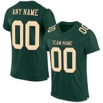 Custom Football Jersey - Authentic Green Cream Black Mesh Design Custom Green Cream-Black Mesh Authentic Football Jersey
