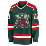 Custom Green Cream Red Hockey Jersey for Men and Women - Personalized Sports Apparel Custom Green Cream-Red Hockey Jersey - Image 2
