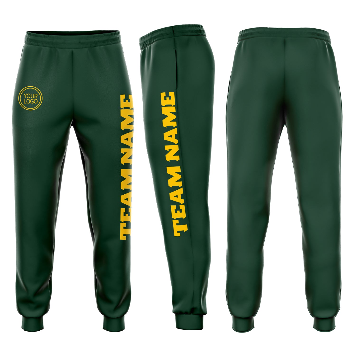 Green Gold Custom Jogger Sweatpants Fleece for Men and Women Custom Green Gold Fleece Jogger Sweatpants