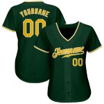 Custom Authentic Green Gold White Baseball Jersey for Men and Women Custom Green Gold-White Authentic Baseball Jersey - Image 2