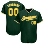 Custom Authentic Green Gold White Baseball Jersey for Men and Women Custom Green Gold-White Authentic Baseball Jersey