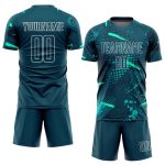 Custom Green Teal Sublimation Soccer Jersey Uniform for Team Sports Custom Green Green-Teal Sublimation Soccer Uniform Jersey - Image 2