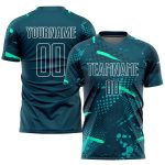 Custom Green Teal Sublimation Soccer Jersey Uniform for Team Sports Custom Green Green-Teal Sublimation Soccer Uniform Jersey