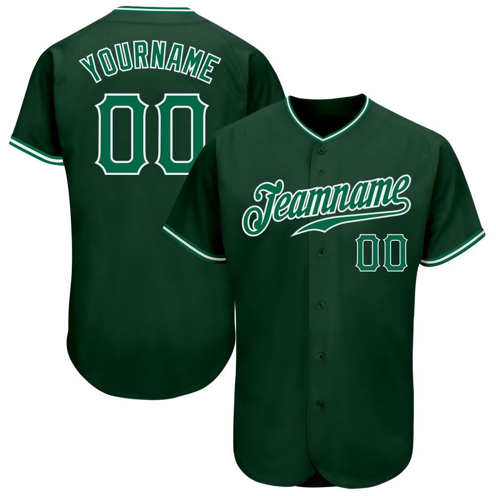 Custom Green Kelly Green White Baseball Jersey - Authentic Design for Fans Custom Green Kelly Green-White Authentic Baseball