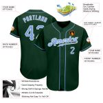 Custom Authentic Baseball Jersey in Green, Light Blue & White Custom Green Light Blue-White Authentic Baseball Jersey - Image 3