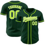 Custom Green Neon Baseball Jersey - Authentic Green-White Design for Fans Custom Green Neon Green-White Authentic Baseball