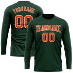 Custom Long Sleeve Performance T-Shirt in Green, Orange, and White Custom Green Orange-White Long Sleeve Performance T-Shirt - Image 2