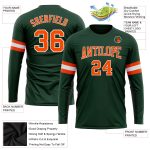 Custom Long Sleeve Performance T-Shirt in Green, Orange, and White Custom Green Orange-White Long Sleeve Performance T-Shirt - Image 3