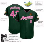 Custom Authentic Baseball Jersey - Green Pink White Design, Personalized Sports Apparel for Fans Custom Green Pink-White - Image 3