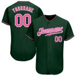 Custom Authentic Baseball Jersey - Green Pink White Design, Personalized Sports Apparel for Fans Custom Green Pink-White