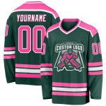 Custom Green Pink White Hockey Jersey - Personalized Team Sportswear Custom Green Pink-White Hockey Jersey