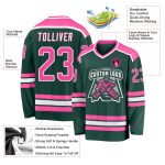 Custom Green Pink White Hockey Jersey - Personalized Team Sportswear Custom Green Pink-White Hockey Jersey - Image 3
