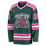 Custom Green Pink White Hockey Jersey - Personalized Team Sportswear Custom Green Pink-White Hockey Jersey - Image 2