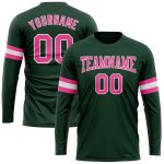 Custom Performance T-Shirt for Men & Women - Green Pink White Long Sleeve Custom Green Pink-White Long Sleeve Performance