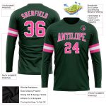 Custom Performance T-Shirt for Men & Women - Green Pink White Long Sleeve Custom Green Pink-White Long Sleeve Performance - Image 3