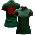 Custom Performance Golf Polo Shirt in Green and Red for Men Custom Green Red Performance Golf Polo Shirt - Image 2