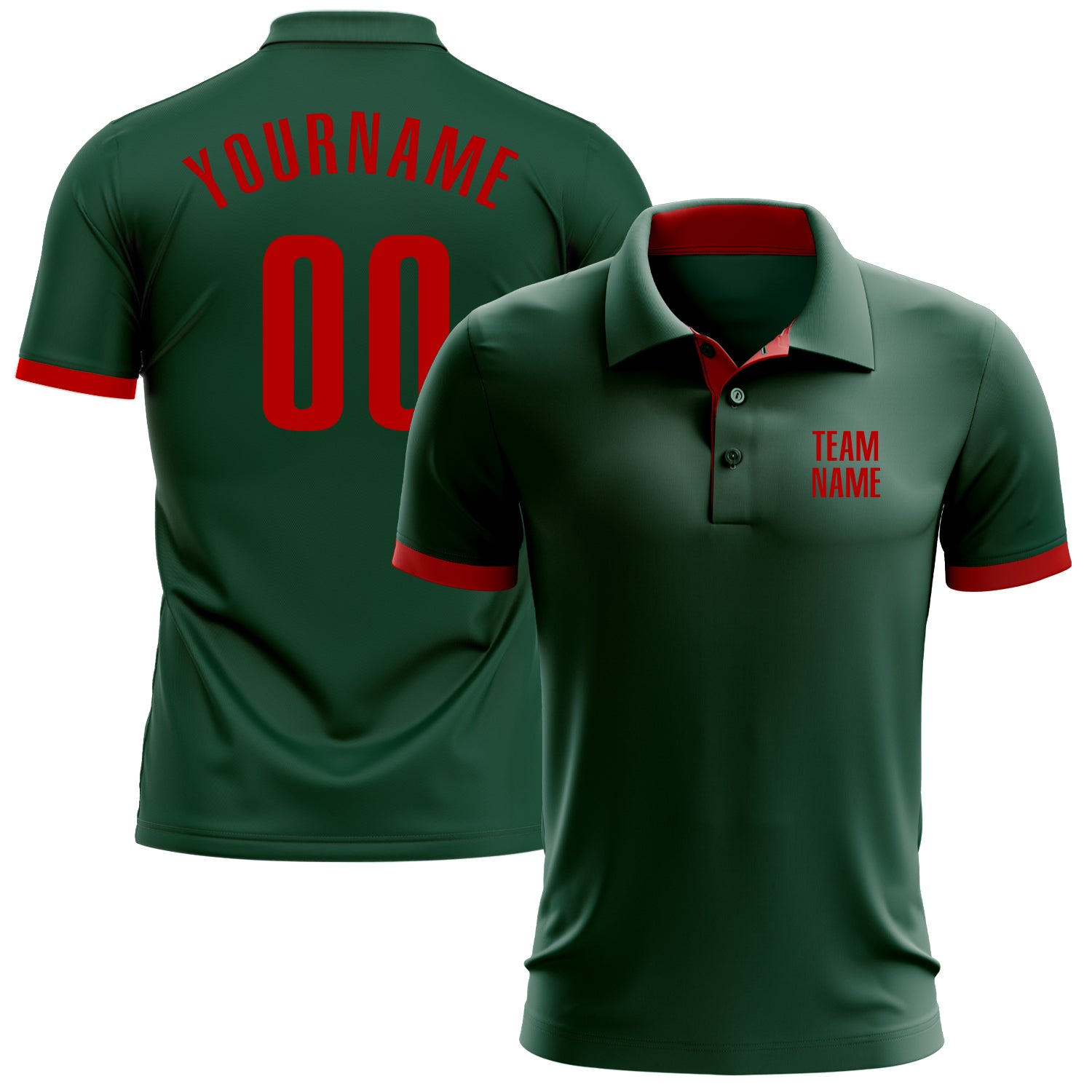 Custom Green Red Performance Golf Polo Shirt Custom Performance Golf Polo Shirt in Green and Red for Men Custom Green Red Performance Golf Polo Shirt - Image 1