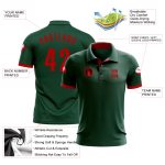 Custom Performance Golf Polo Shirt in Green and Red for Men Custom Green Red Performance Golf Polo Shirt - Image 3