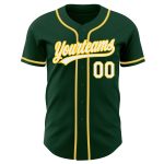 Custom Green White Gold Baseball Jersey - Authentic Design for Fans Custom Green White-Gold Authentic Baseball Jersey - Image 2