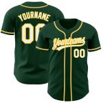 Custom Green White Gold Baseball Jersey - Authentic Design for Fans Custom Green White-Gold Authentic Baseball Jersey