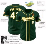 Custom Green White Gold Baseball Jersey - Authentic Design for Fans Custom Green White-Gold Authentic Baseball Jersey - Image 3