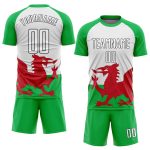 Custom Welsh Flag Soccer Jersey - Green, White, Red, Black Sublimation Uniform Custom Green White Red-Black Sublimation Welsh - Image 2