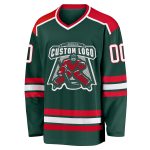 Custom Green and Red Hockey Jersey | Personalized Sports Apparel Custom Green White-Red Hockey Jersey - Image 2