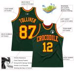 Hunter Green Gold-Red Authentic Throwback Basketball Jersey - Custom Design Custom Hunter Green Gold-Red Authentic Throwback - Image 2