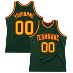 Hunter Green Gold-Red Authentic Throwback Basketball Jersey - Custom Design Custom Hunter Green Gold-Red Authentic Throwback
