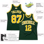 Custom Hunter Green Basketball Jersey - Authentic Gold-White Throwback Style Custom Hunter Green Gold-White Authentic Throwback - Image 2