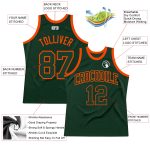 Hunter Green Orange Authentic Throwback Basketball Jersey - Custom Design Custom Hunter Green Green-Orange Authentic Throwback - Image 2