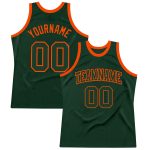Hunter Green Orange Authentic Throwback Basketball Jersey - Custom Design Custom Hunter Green Green-Orange Authentic Throwback