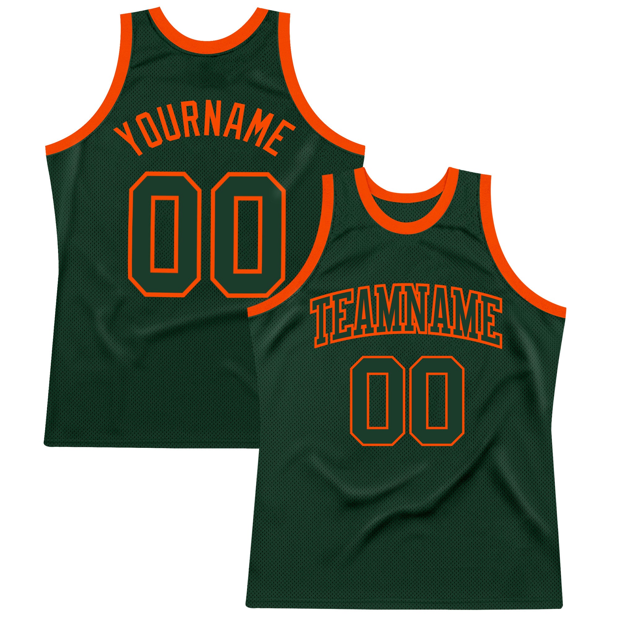 Hunter Green Orange Authentic Throwback Basketball Jersey - Custom Design Custom Hunter Green Green-Orange Authentic Throwback