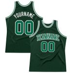Custom Hunter Green Kelly Green White Basketball Jersey - Authentic Throwback Style Custom Hunter Green Kelly Green-White