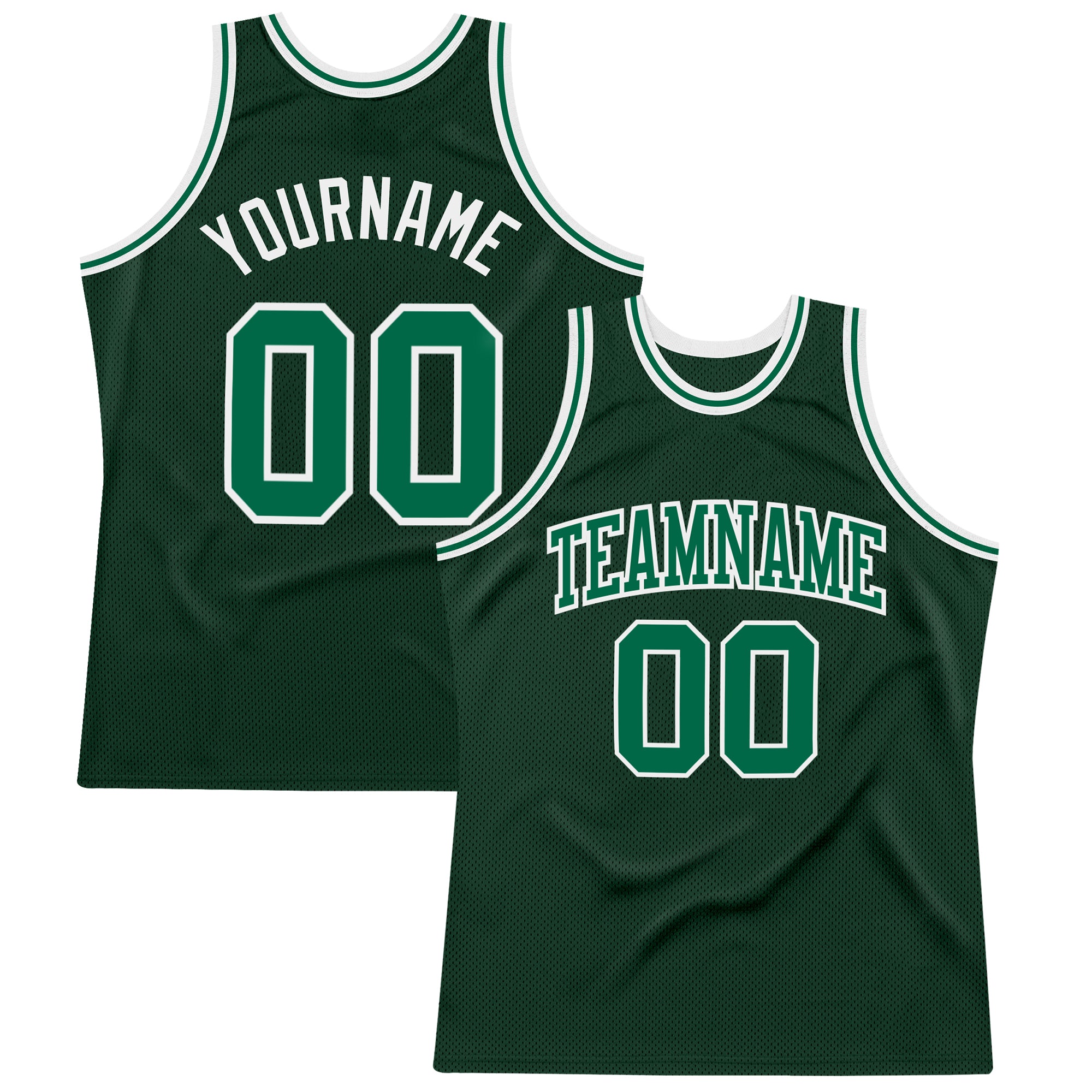 Custom Hunter Green Kelly Green-White Authentic Throwback Basketball Jersey Custom Hunter Green Kelly Green White Basketball Jersey - Authentic Throwback Style Custom Hunter Green Kelly Green-White - Image 1