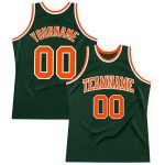 Custom Hunter Green Orange White Basketball Jersey | Authentic Throwback Design Custom Hunter Green Orange-White Authentic