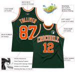 Custom Hunter Green Orange White Basketball Jersey | Authentic Throwback Design Custom Hunter Green Orange-White Authentic - Image 2