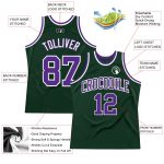 Hunter Green Purple White Custom Basketball Jersey - Authentic Throwback Design Custom Hunter Green Purple-White Authentic - Image 2