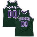 Hunter Green Purple White Custom Basketball Jersey - Authentic Throwback Design Custom Hunter Green Purple-White Authentic