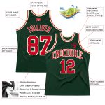 Hunter Green Red-Cream Throwback Basketball Jersey - Custom Authentic Design Custom Hunter Green Red-Cream Authentic Throwback - Image 2